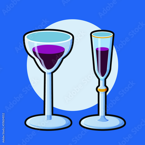 Copas de vino en diferentes estilos vector iconos