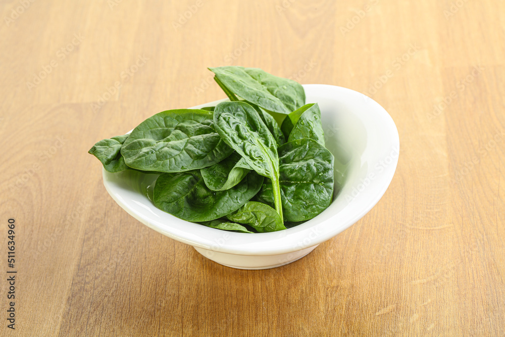 Fresh green spinach leaves in the bowl Fresh green spinach leaves in the bowl