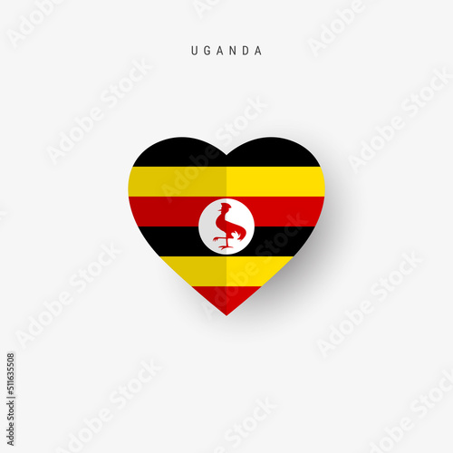 Uganda heart shaped flag. Origami paper cut Ugandan national banner. 3D vector illustration isolated on white with soft shadow. Free Download Uganda heart shaped flag. Origami paper cut Ugandan national banner. 3D vector illustration isolated on white with soft shadow. - GFXLoad
