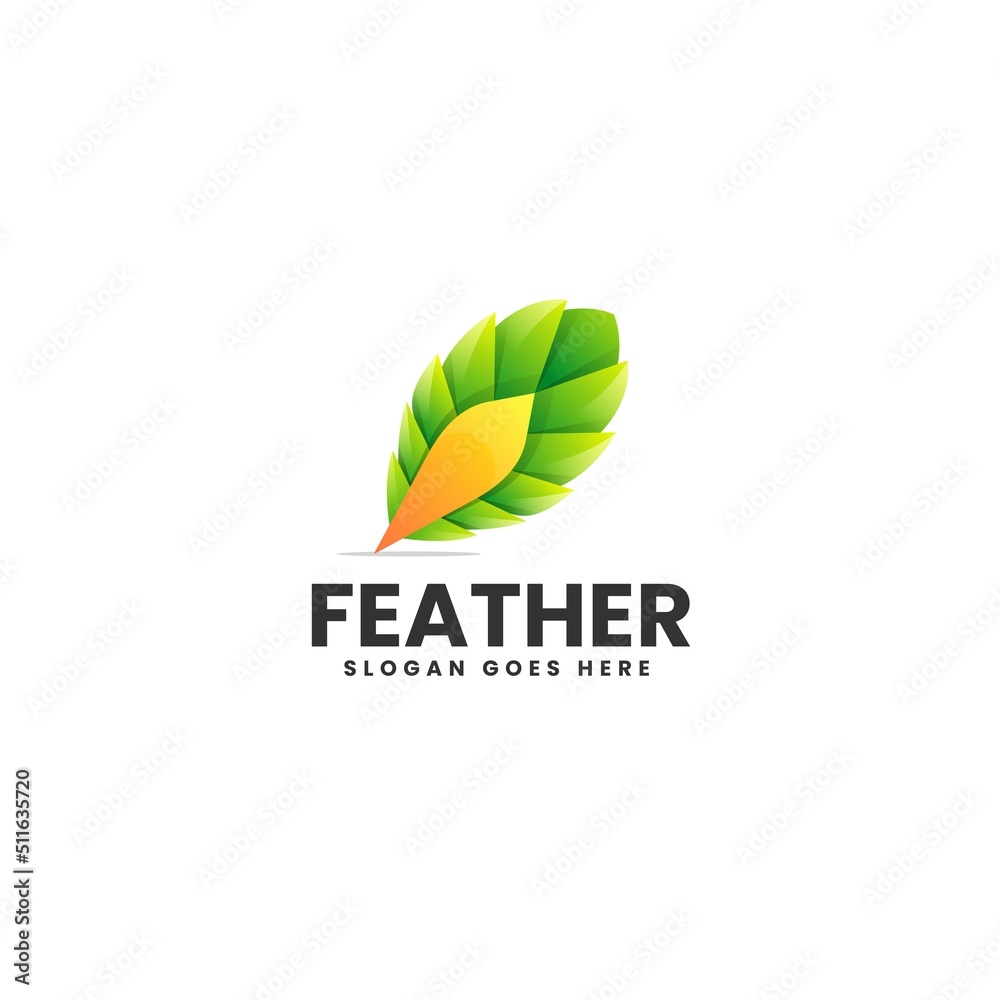 Fototapeta premium Vector Logo Illustration Feather Gradient Colorful Style.