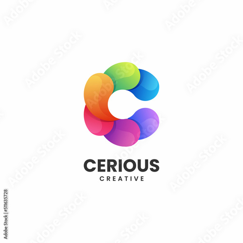 Vector Logo Illustration Letter C Gradient Colorful Style.