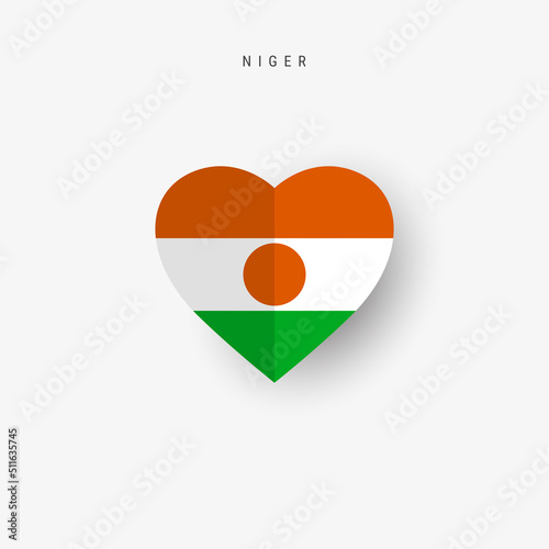 Free Download Niger heart shaped flag. Origami paper cut Nigerian national banner. 3D vector illustration isolated on white with soft shadow. - GFXLoad