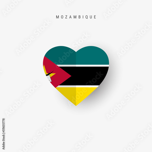 Free Download Mozambique heart shaped flag. Origami paper cut Mozambican national banner. 3D vector illustration isolated on white with soft shadow. - GFXLoad