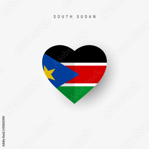 Free Download South Sudan heart shaped flag. Origami paper cut South Sudanese national banner. 3D vector illustration isolated on white with soft shadow. - GFXLoad