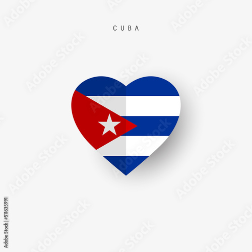 Cuba heart shaped flag. Origami paper cut Cuban national banner. 3D vector illustration isolated on white with soft shadow.