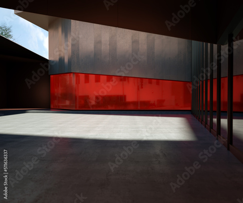 Modern Garage and polish cement floor.