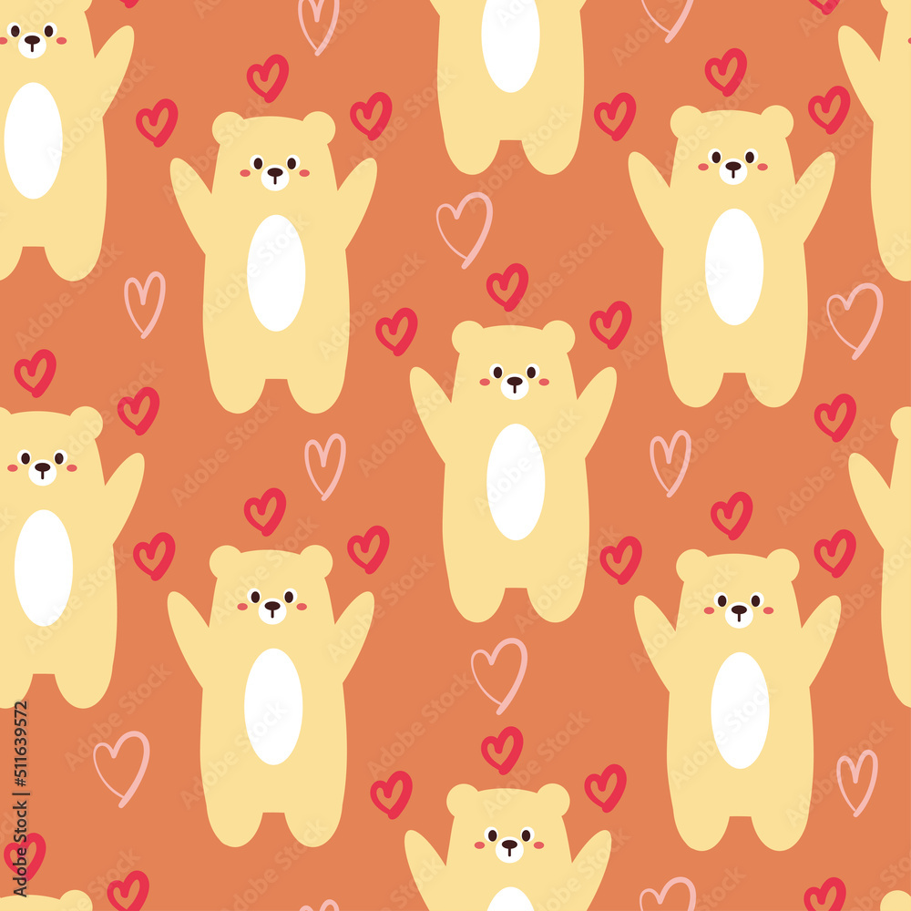 Fototapeta premium seamless pattern cartoon happy bear. cute animal cartoon wallpaper