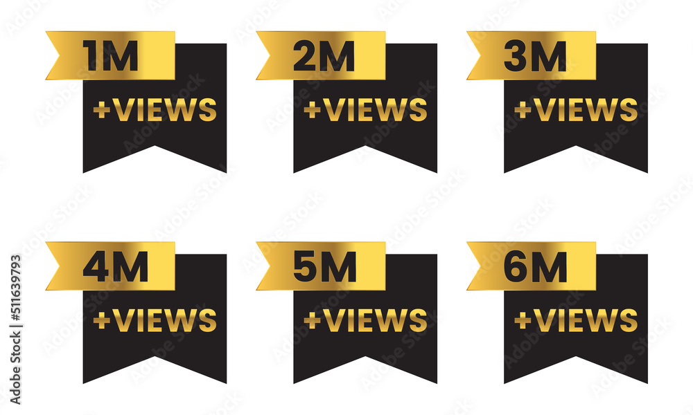 youtube Million Views celebration background design. views set, 1 million plus views.