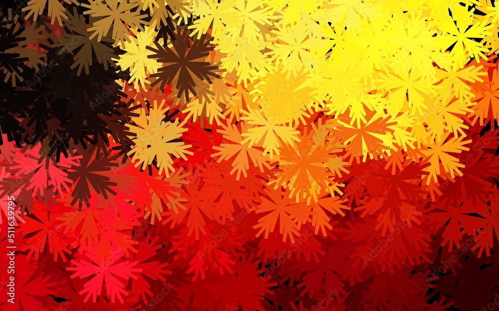 Dark Red, Yellow vector doodle layout with flowers. Dark Red, Yellow vector doodle layout with flowers.