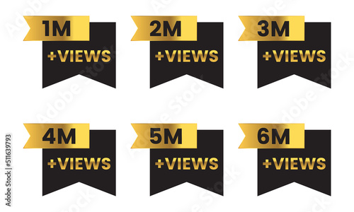 youtube Million Views celebration background design. views set, 1 million plus views.