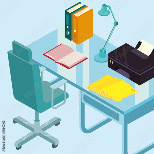 isometric work desktop cartel