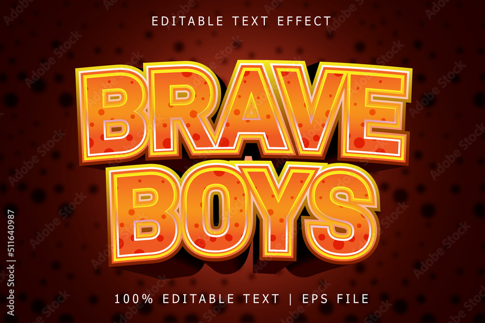 Brave Boys Editable Text Effect 3 Dimension Emboss Modern Style