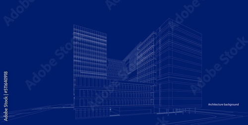 3d wireframe of building. sketch design.Vector