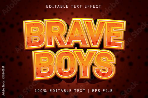 Brave Boys Editable Text Effect 3 Dimension Emboss Modern Style