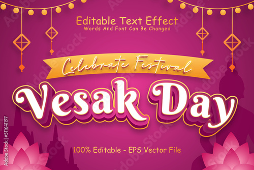Celebrate Festival Vesak Day Editable Text Effect 3 Dimension Emboss Modern Style