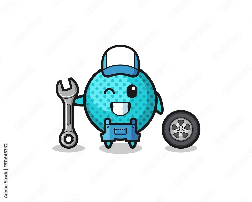 the spiky ball character as a mechanic mascot the spiky ball character as a mechanic mascot