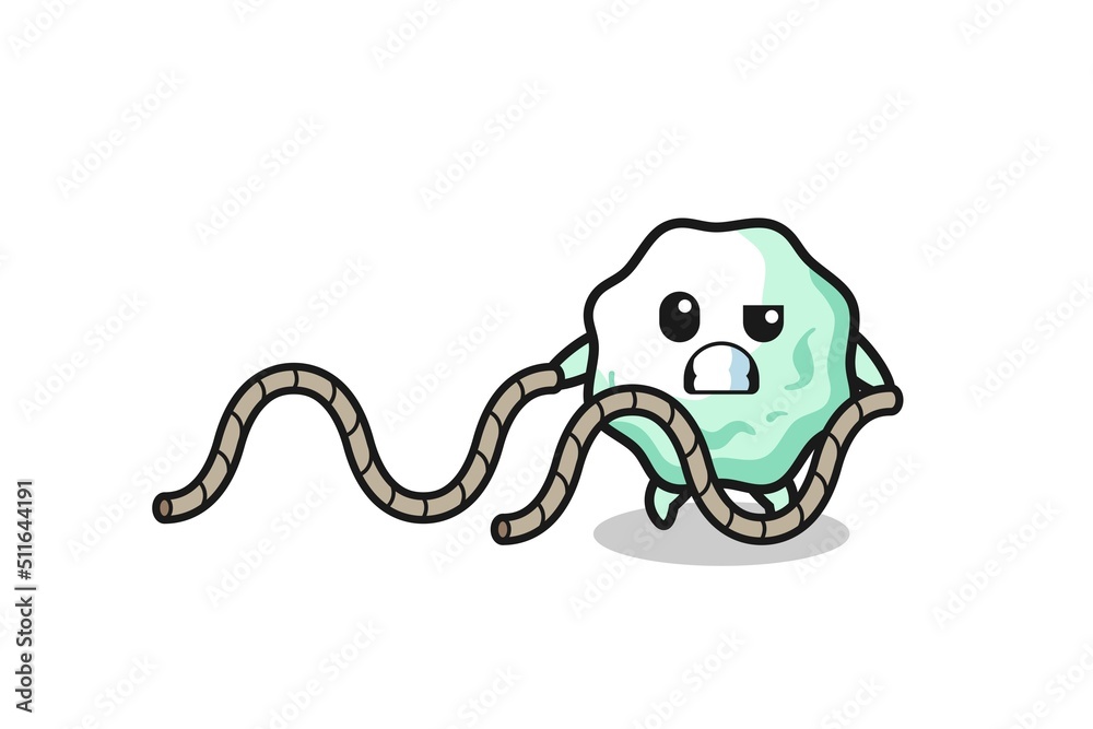 illustration of chewing gum doing battle rope workout illustration of chewing gum doing battle rope workout