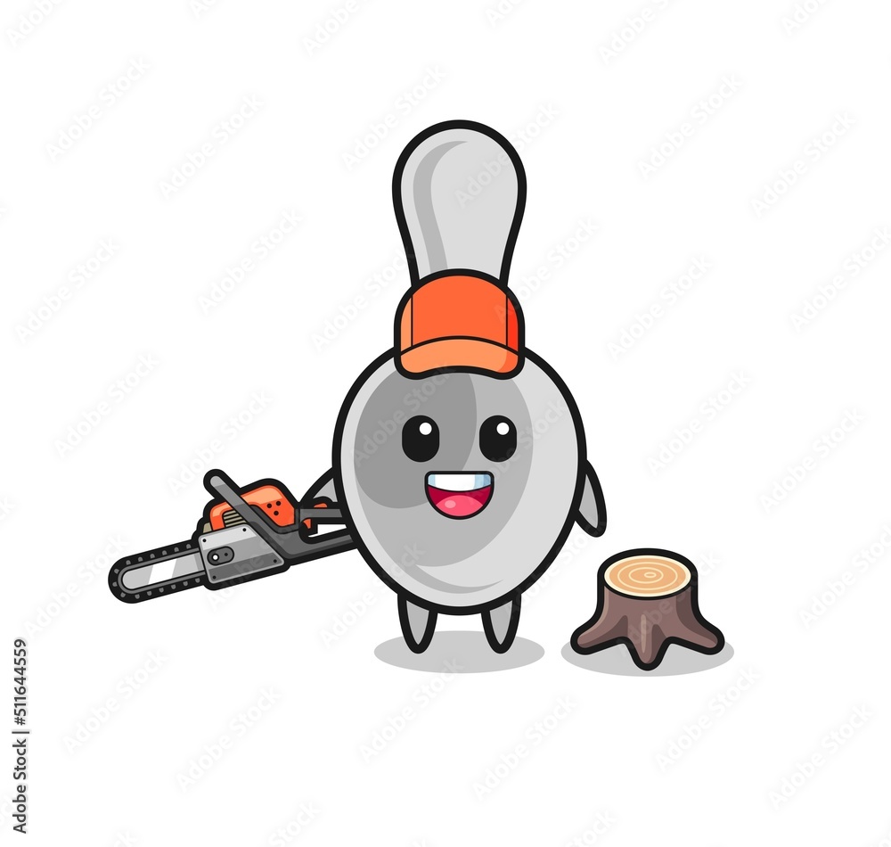 spoon lumberjack character holding a chainsaw spoon lumberjack character holding a chainsaw