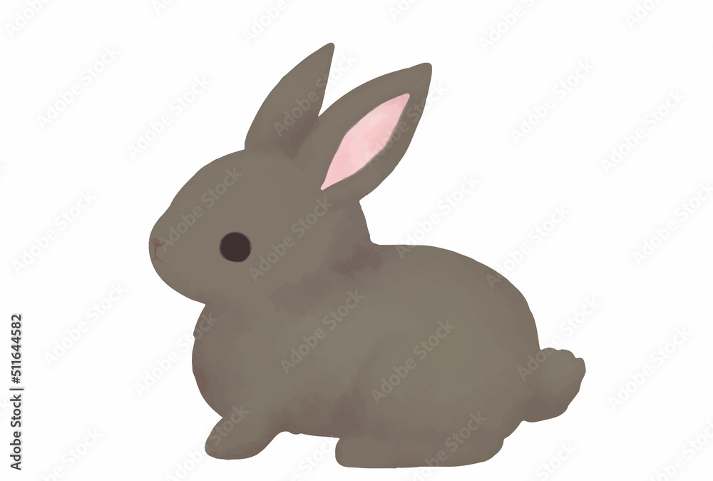 Obraz premium 黒うさぎのイラスト 水彩 ベクター