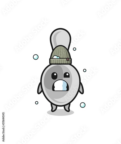 cute cartoon spoon with shivering expression
