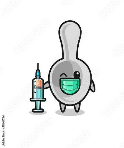 spoon mascot as vaccinator