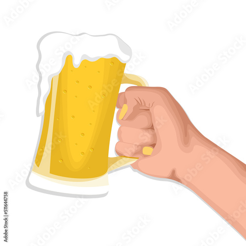 Hand holding a glass, icon, vector illustration.