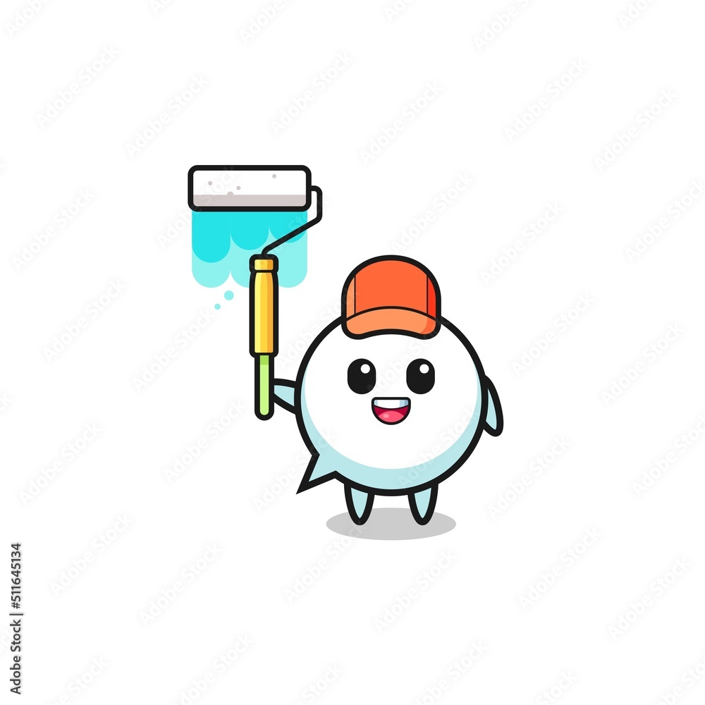 the speech bubble painter mascot with a paint roller the speech bubble painter mascot with a paint roller