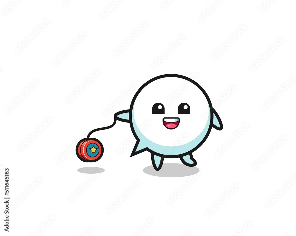 cartoon of cute speech bubble playing a yoyo