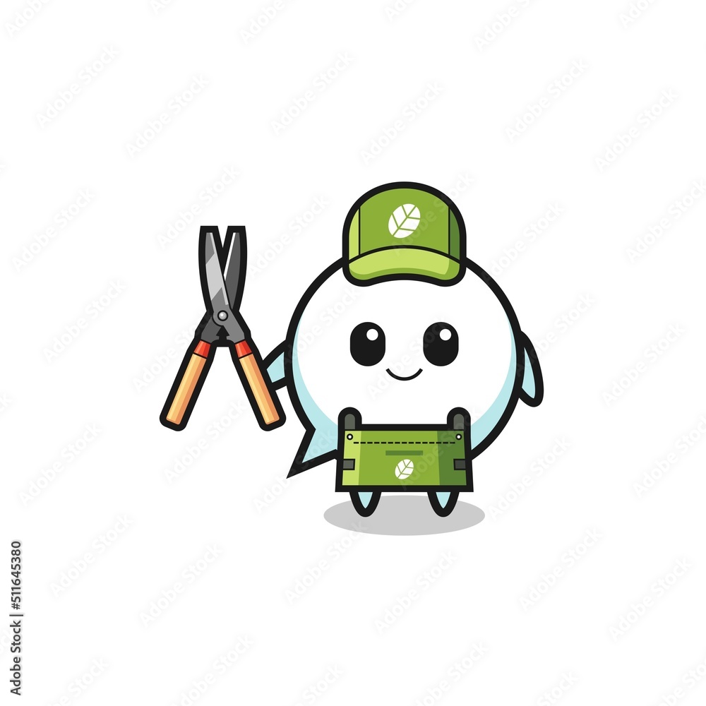 cute speech bubble as gardener mascot cute speech bubble as gardener mascot