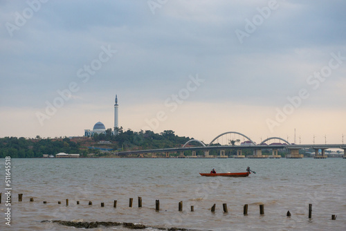 landscape of dompak bridge at tanjungpinang city, bintan island photo