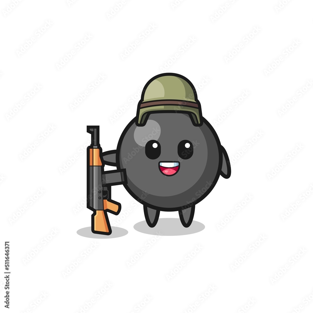 Fototapeta premium cute dot symbol mascot as a soldier