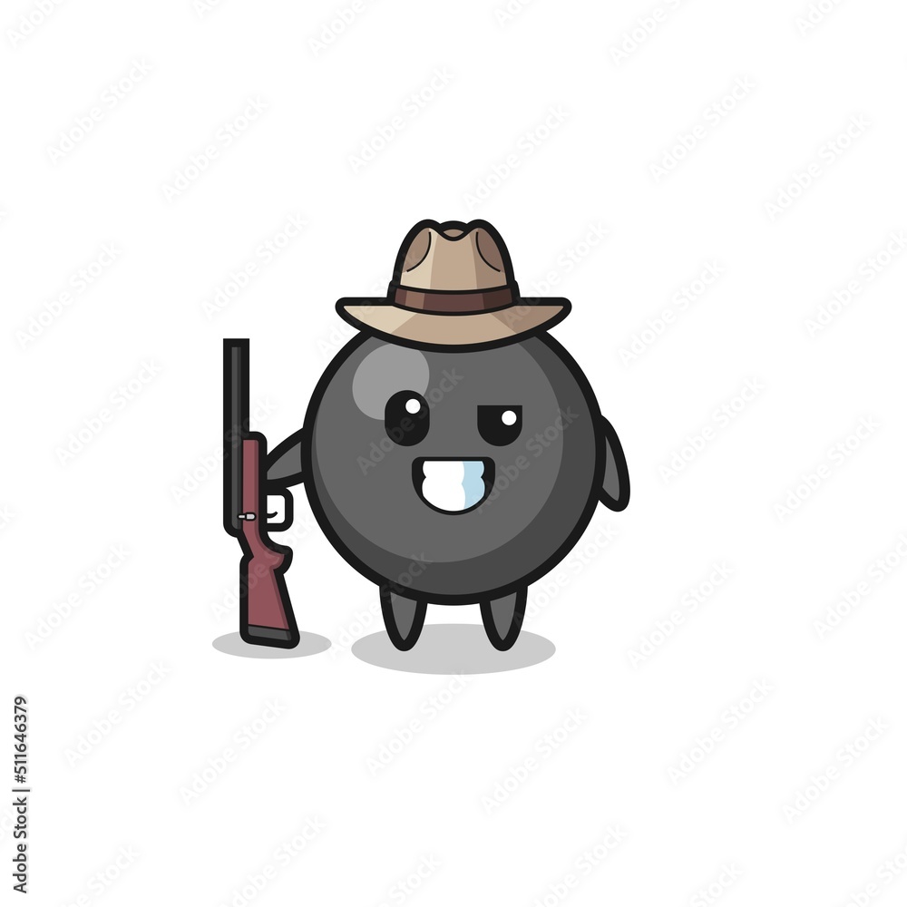 Fototapeta premium dot symbol hunter mascot holding a gun