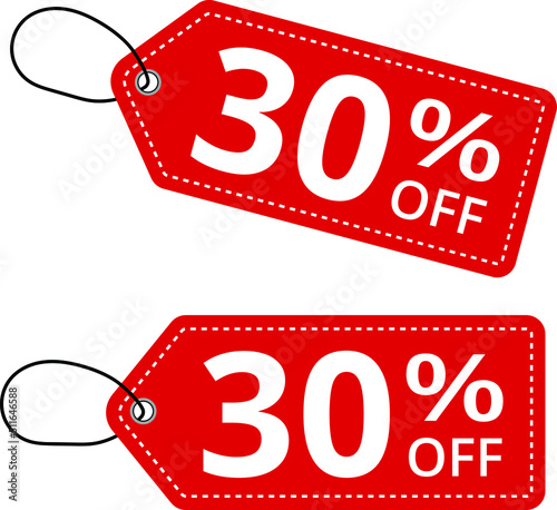 Special offer 30% off label or price tag on white background, vector illustration