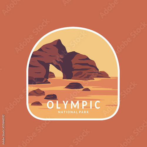 vector illustration of olympic national park  badges patch.