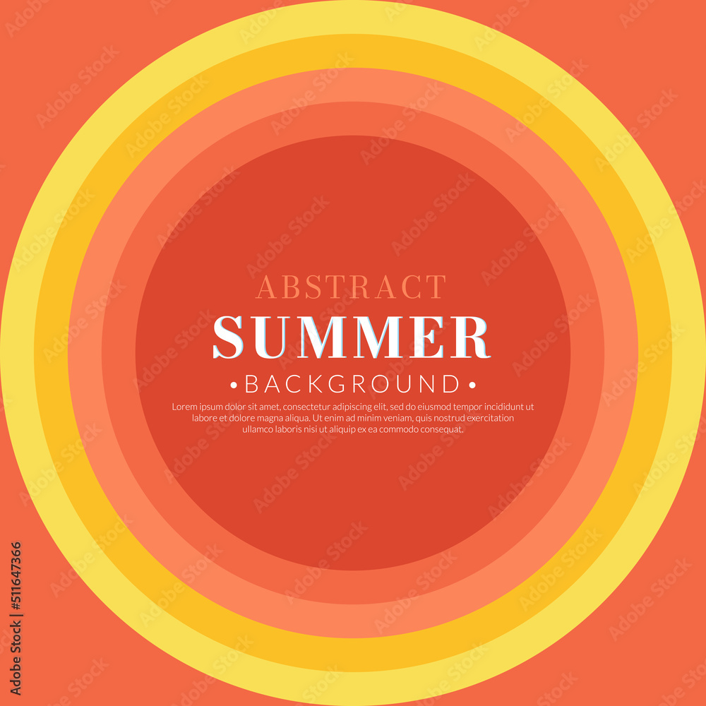 Orange stripe circle background. Summer color concept. Vector illustration.