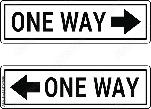 One Way road Sign on a white background, vector illustration