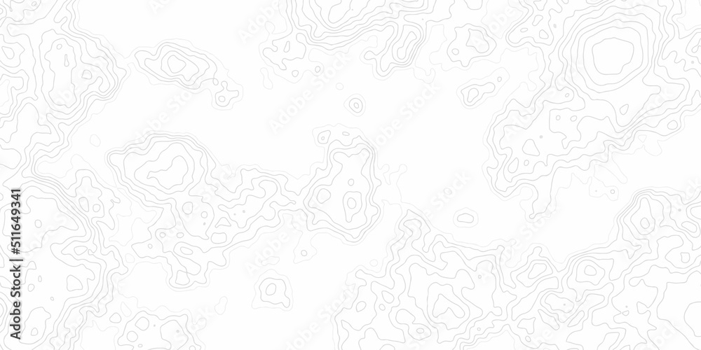 Obraz premium White Topography Contour Outline Map With Relief Elevation Abstract Wide Background. White wave paper curved reliefs abstract background. Topography map background. Vector geographic contour map.