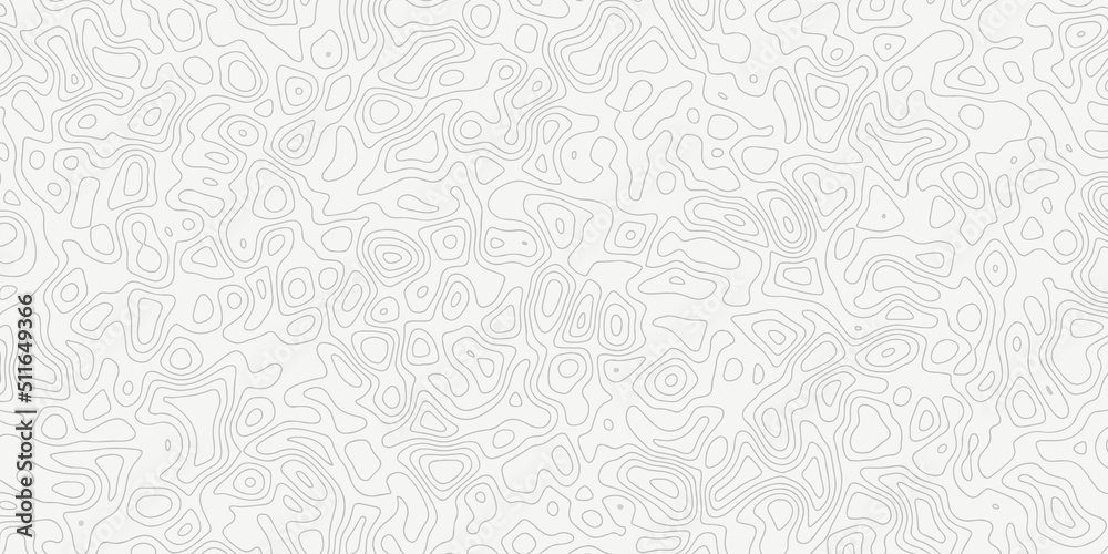 White Topography Contour Outline Map With Relief Elevation Abstract Wide Background. White wave paper curved reliefs abstract background. Topography map background. Vector geographic contour map.