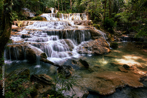 Fototapeta Naklejka Na Ścianę i Meble -  Waterfall national park in Thailand with clean river.  