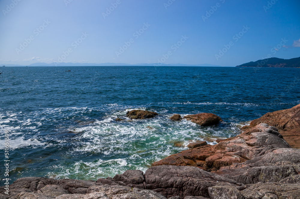 natural reservoir - waves, clean fresh water in the lake, natural background with copy space