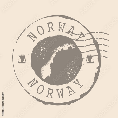 Stamp Postal of Norway. Map Silhouette rubber Seal.  Design Retro Travel. Seal of Map Norway grunge  for your design.  EPS10