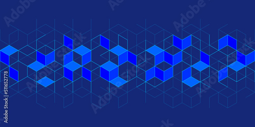 The graphic design element and abstract geometric background with isometric digital blocks. Blockchain concept and modern technology