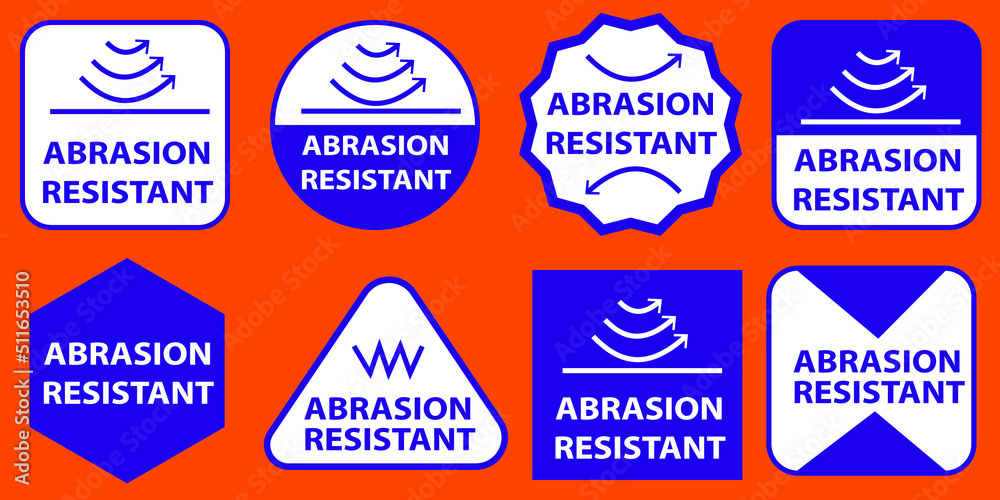 Abrasion resistant sign set for sticker printing. Product information vector badge or tag set	