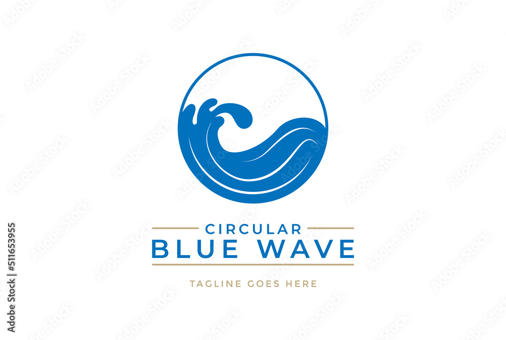 Simple Circular Ocean Blue Wave Logo Design Vector Simple Circular Ocean Blue Wave Logo Design Vector