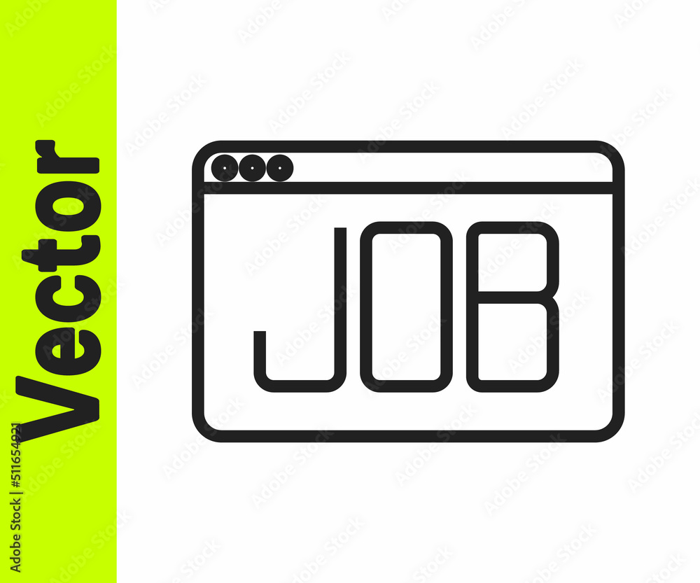 Black line Search job icon isolated on white background. Recruitment or selection concept. Human resource and recruitment for business. Vector Black line Search job icon isolated on white background. Recruitment or selection concept. Human resource and recruitment for business. Vector