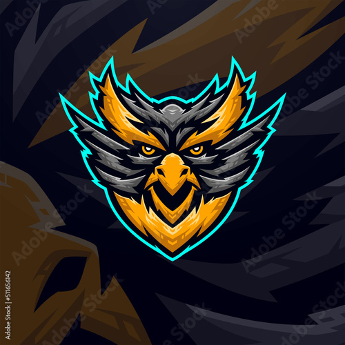 Birt masscot logo esport illustration premium vector