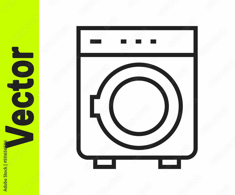 Black line Washer icon isolated on white background. Washing machine icon. Clothes washer - laundry machine. Home appliance symbol. Vector Black line Washer icon isolated on white background. Washing machine icon. Clothes washer - laundry machine. Home appliance symbol. Vector