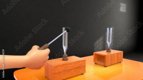 Φωτογραφία Tuning Forks on Resonance Boxes 3d illustration