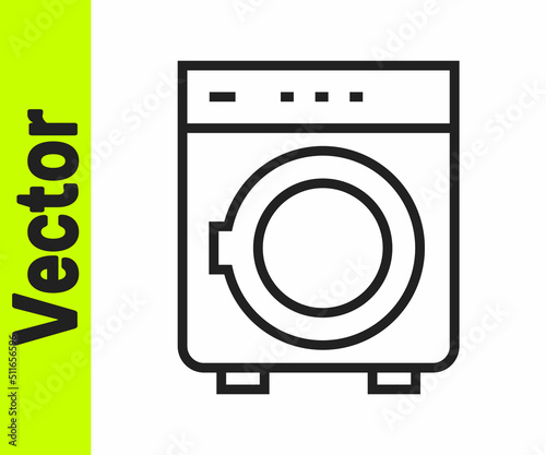 Black line Washer icon isolated on white background. Washing machine icon. Clothes washer - laundry machine. Home appliance symbol. Vector