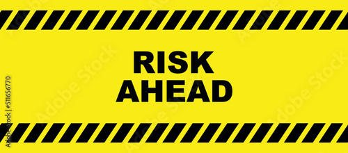 risk ahead sign on white background 